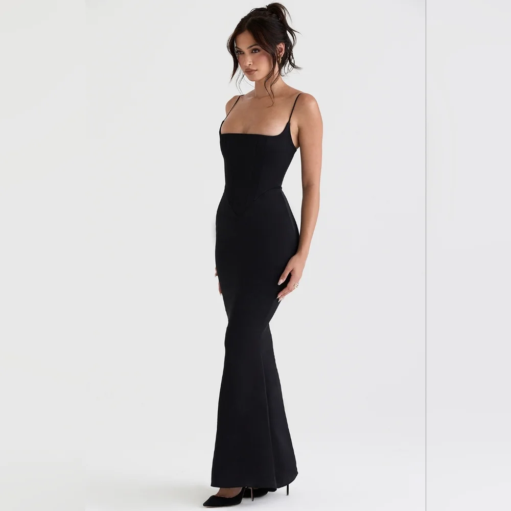 House Of CB Olivette black satin corset maxi dress XL - Picture 2 of 9